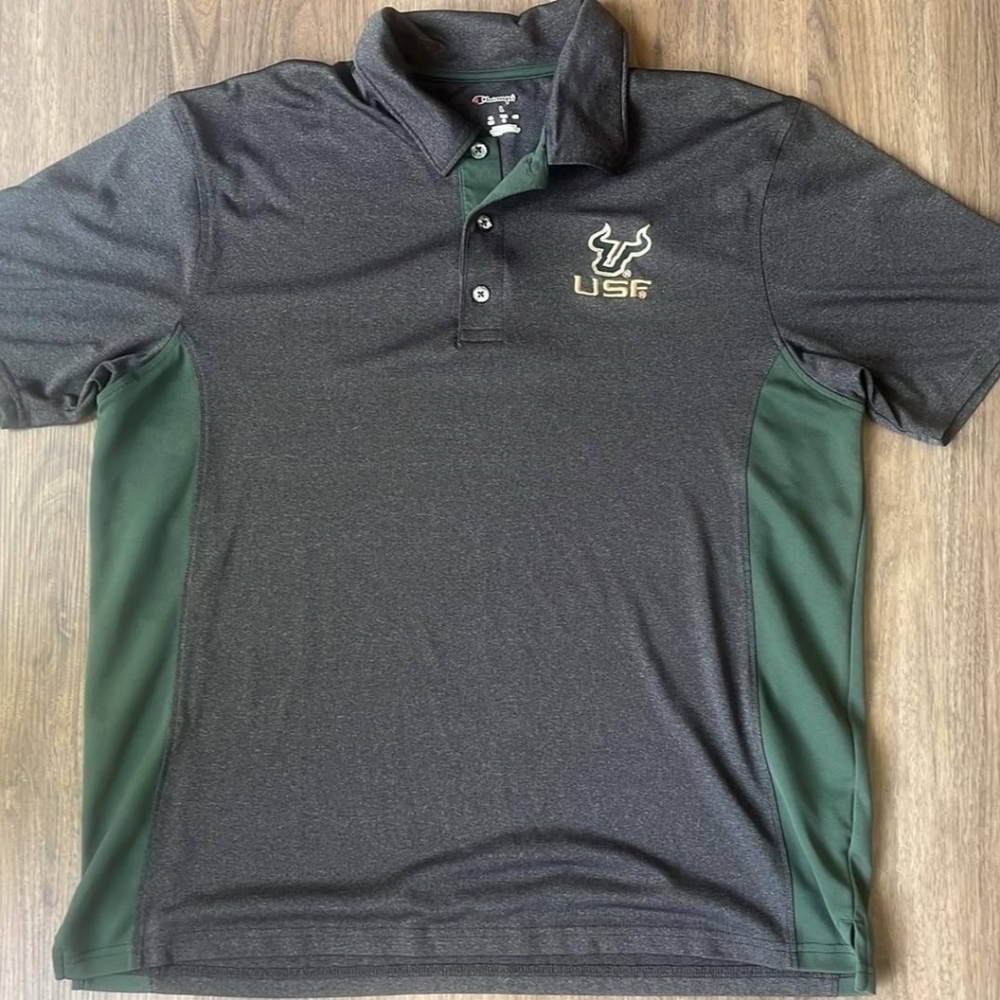 USF Bulls Men's Black and Green Polo Shirt cotton and dri-fit. XL